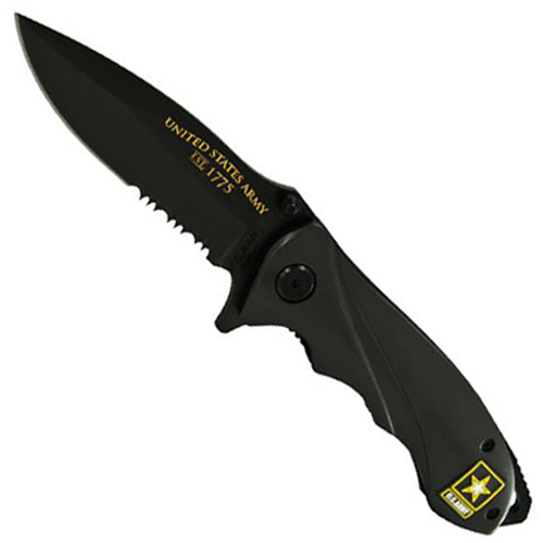 Schrade US Army Linerlock Black Titanium Coated Drop Point Blade Folding Knife