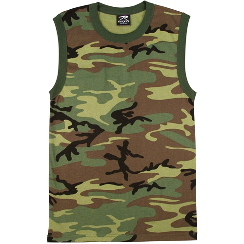 Mens Woodland Camo Muscle Shirt