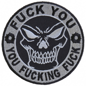 3.5x3.5 Inch Fuck You You Fucking Fuck Skull Patch