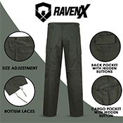 RavenX BDU Button Fly Pants 55/45 Twill
