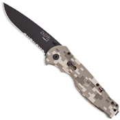 Black TiNi Flash II Knife With Digi Camo And Half Serrated Blade