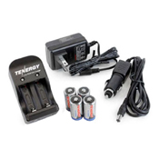 Tenergy Li-ion RCR123A 600mAh Kit W/Smart Charger & Car Adapter